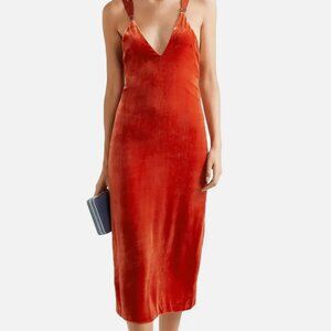 Dion Lee Orange Velvet V-Neck Dress